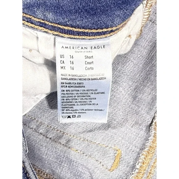 American Eagle Kick Boot Jeans Womens SIze 16 SHORT Hippie Cowgirl Boho Rodeo - Picture 10 of 15